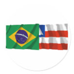 Bahia & Brazil Waving Flags Sticker