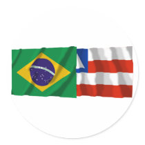Bahia & Brazil Waving Flags stickers by Vexillophile Bahia & Brazil Waving Flags stickers