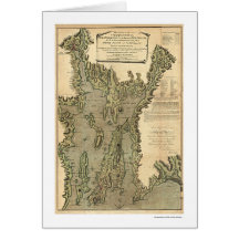 Bahía del mapa 1777 de Narraganset Felicitaciones