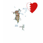 Bahrain Flag Heart Map Fitted AA T-Shirt