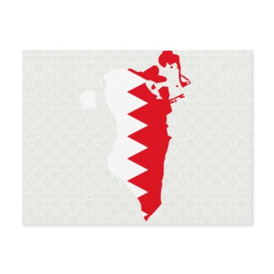 Bahrain Flag Map full size Post Cards by representmycountry