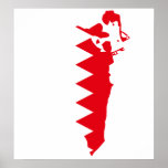 Bahrain Flag Map full size Poster