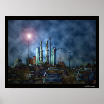 Bahrain, Manama city & mosque art Print by Rainmountain