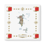 Bahrain Map + Flags Magnet