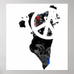 Bahrain Trendy Peace Sign with Bahraini map posters