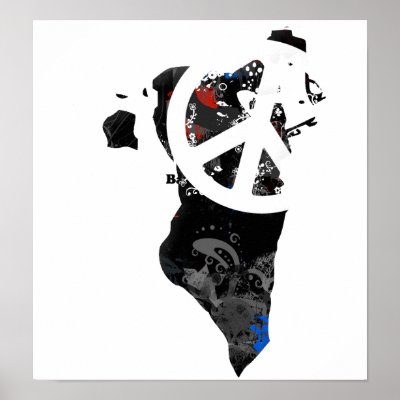 Bahrain Trendy Peace Sign with Bahraini map Poster by representmycountry