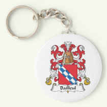 Bailleul Family Crest Keychain