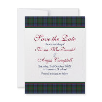 Baird Tartan Wedding Save the Date Card Custom Invitation