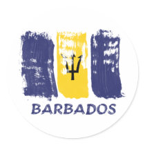 Bajan Flag brush design Round Stickers