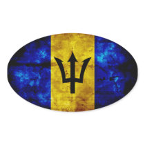 Bajan Flag Oval Stickers