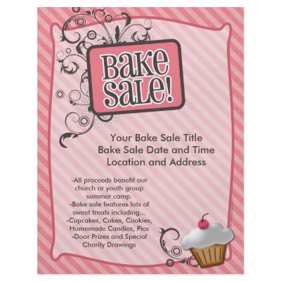 Bake Sale Flyers, Sweet Pink Swirls by CustomInvites