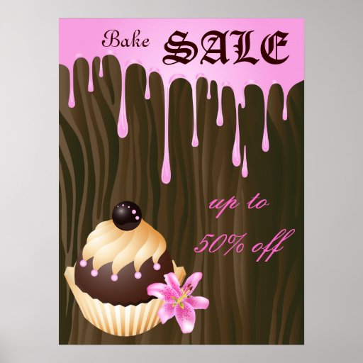 Bake Sale Poster Chocolate Cupcake Pink