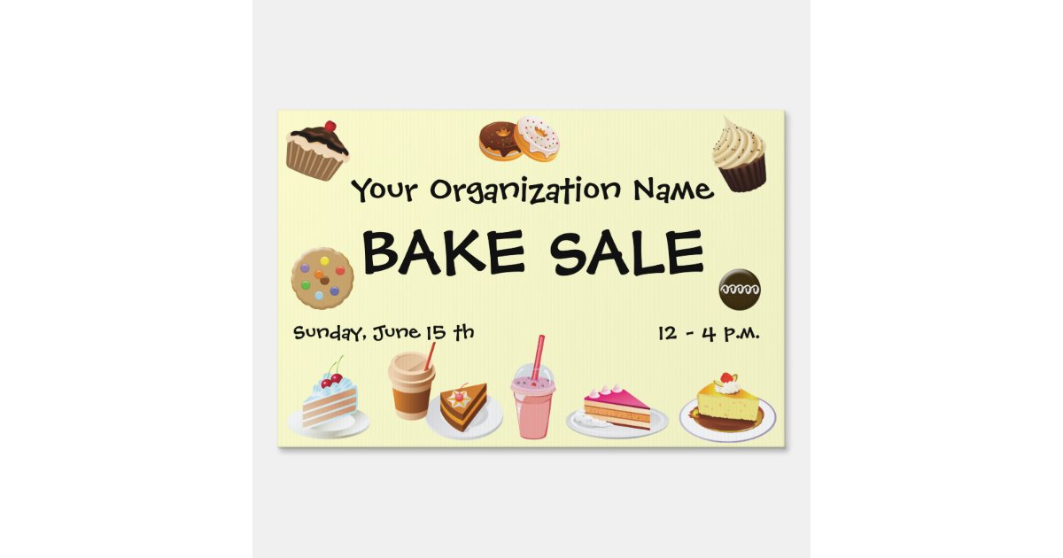 bake sale yard sign zazzle cute bake sale signs