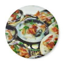Baked Clams With Champagne Sauce And Pancetta magnets