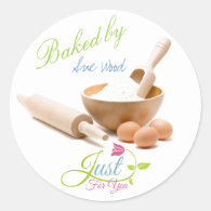 Baked Just for You Gift Labels from Your Kitchen Round Sticker