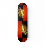 Baked potato with sour cream, against orange backg skate boards