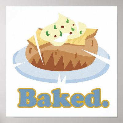 BAKED text baked potato Print by doonidesigns