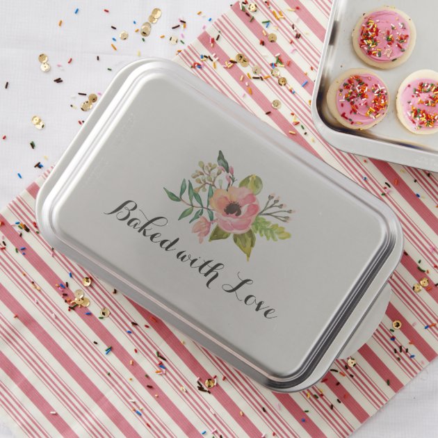 Baked with Love Stylish Watercolor Floral Cake Pan