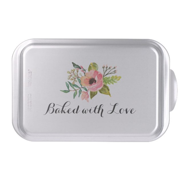 Baked with Love Stylish Watercolor Floral Cake Pan