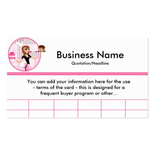 Baker/Bakery/Pastry Chef (D1) Frequent Buyer Cards Business Card Template