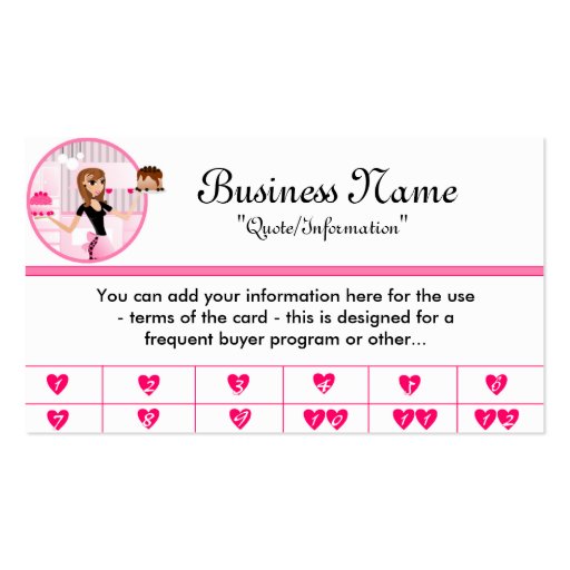 Baker/Bakery/Pastry Chef (D2) Frequent Buyer Cards Business Card Template (front side)