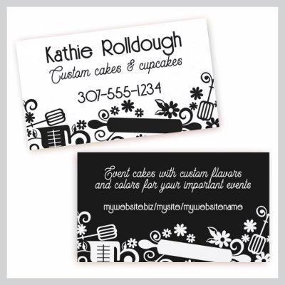 Baker baking pastry chef utensils white business c business card template by chefcateringbizcards