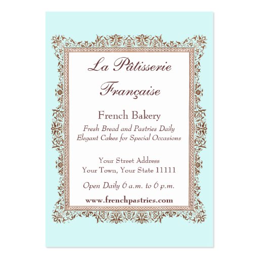 Baker, Pastry Chef's Vintage Style Business Card (back side)
