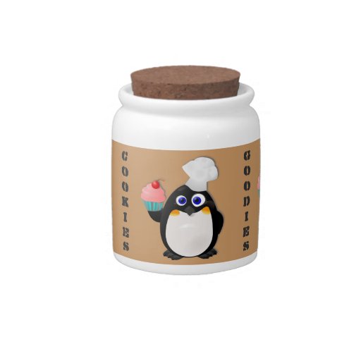 Baker Penguin With Cupcake Treat Jar Candy Jars
