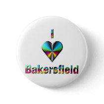 Bakersfield -- Blue Green & Burgundy Pinback Button