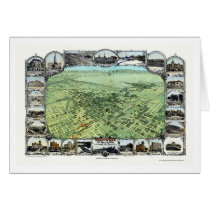 Bakersfield, CA Panoramic Map - 1901 Greeting Cards