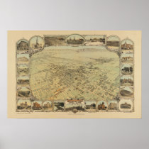 Bakersfield CA Panoramic Map DIGITALLY REMASTERED Poster