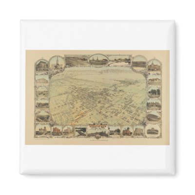 Bakersfield California in 1901 Fridge Magnets by PaperTimeMachine