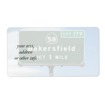 Bakersfield Exit Personalized Shipping Label