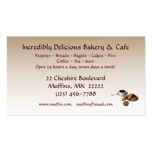 Bakery and Cafe Business Cards (back side)