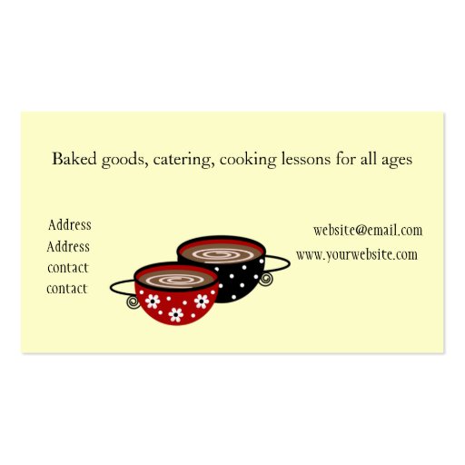 Bakery & Baker Pastry Chef Business Card (back side)