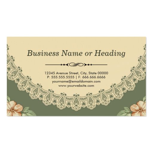 Bakery / Baker - Vintage Chic Floral Business Cards (back side)