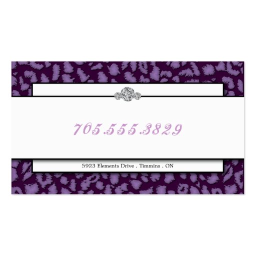 Bakery Black Purple Monogram Leopard Business Card (back side)