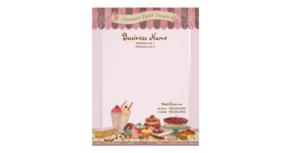 Bakery Boutique Cakes & Patisserie Letterhead Zazzle
