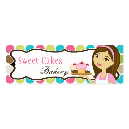 Bakery Brunette Baker Cup Product Hang Tag Label Business Cards (front side)