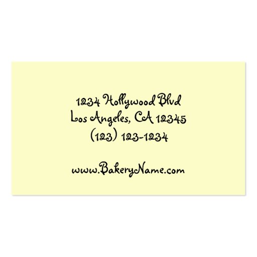 Bakery Business Card (back side)