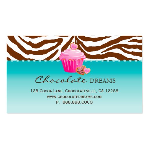 Bakery Business Card Chocolate Cupcake pink (back side)