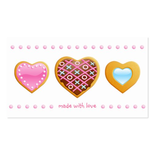 Bakery business card cookies heart chocolate pink (front side)