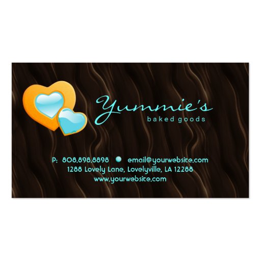 Bakery business card cupcake blue chocolate brown (back side)