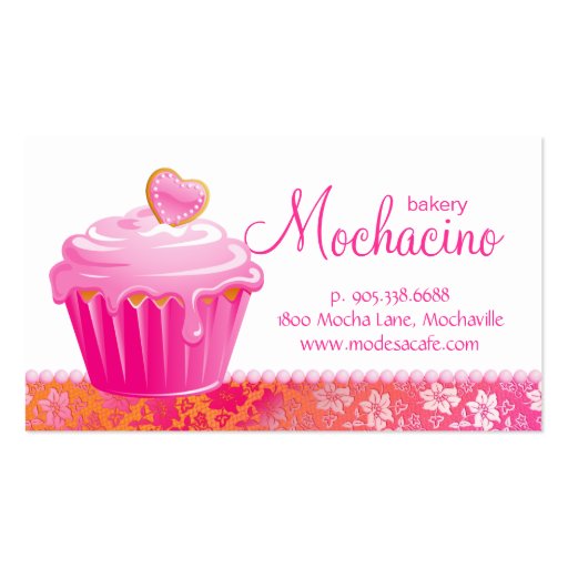 Bakery Business Card cute cupcake floral lace (front side)