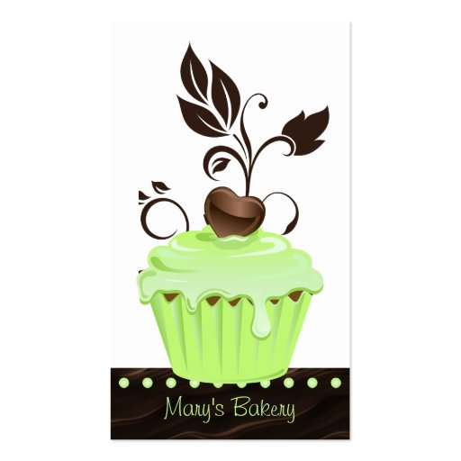 Bakery Business Card cute cupcake mint chocolate 2 (front side)