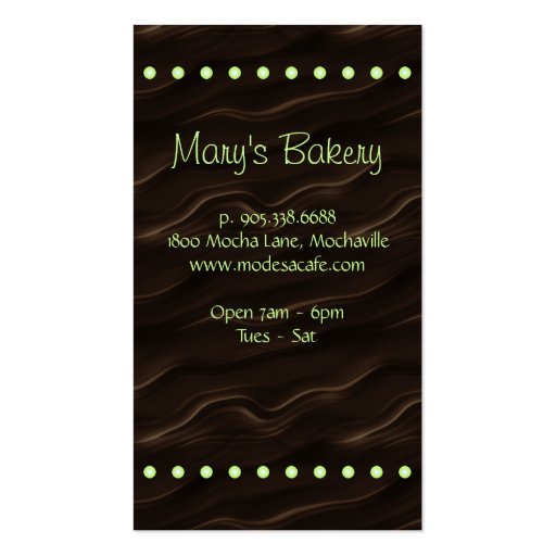 Bakery Business Card cute cupcake mint chocolate 2 (back side)