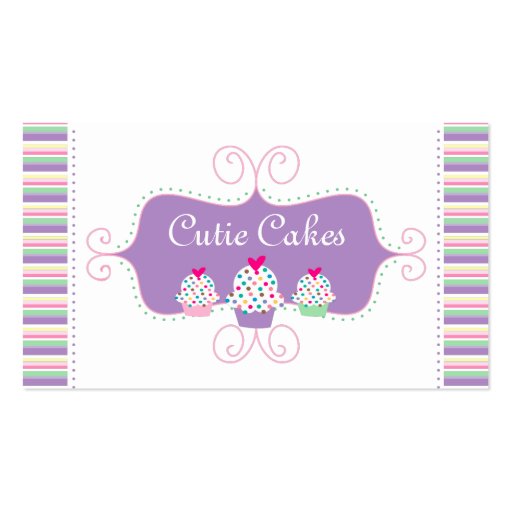 Bakery Business Card Cute Cupcakes Purple (front side)