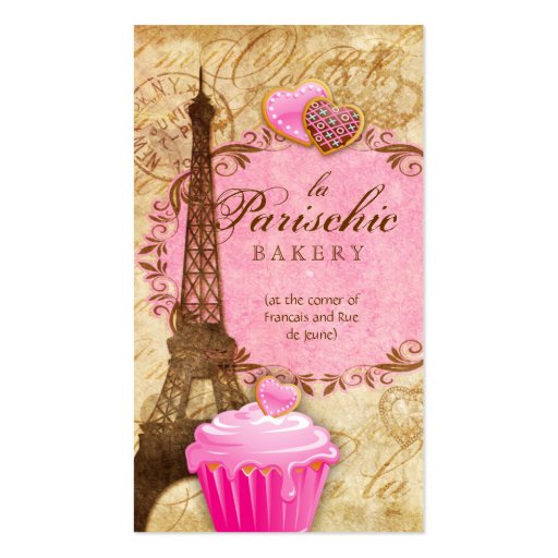 Bakery Business Card Paris Eiffel Tower Pink (front side)