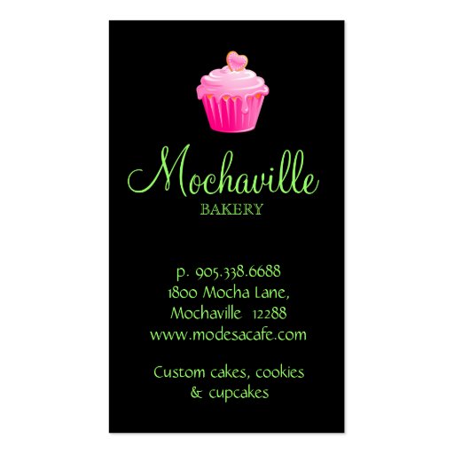 Bakery Business Card Vintage Damask Lime (back side)