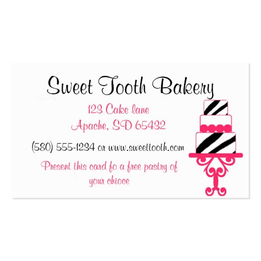 bakery business card yummy sweet fun chic cute (back side)